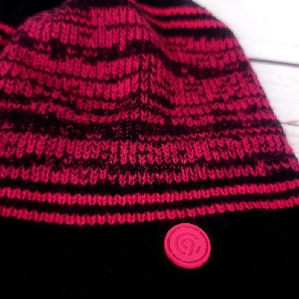 Champion Girls Pink Black Knit Fleece Lined Winter Hat